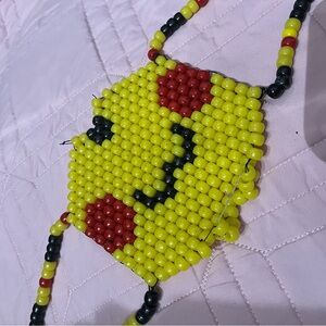 PIKACHU RAVE EDM FACE MASK Beaded Smiley Face Necklace